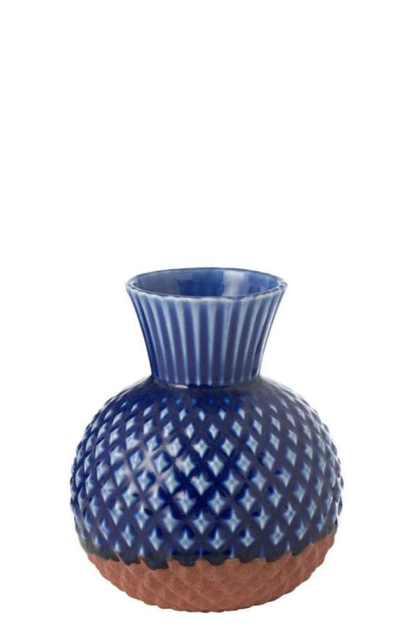 VASE LEO ROUND PORCELAIN BLUE/TERRA S