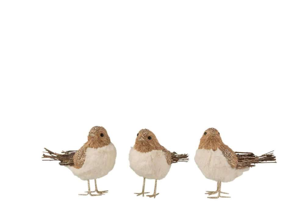 BIRD STANDING DRIED GRAS NATURAL ASSORTMENT OF 3