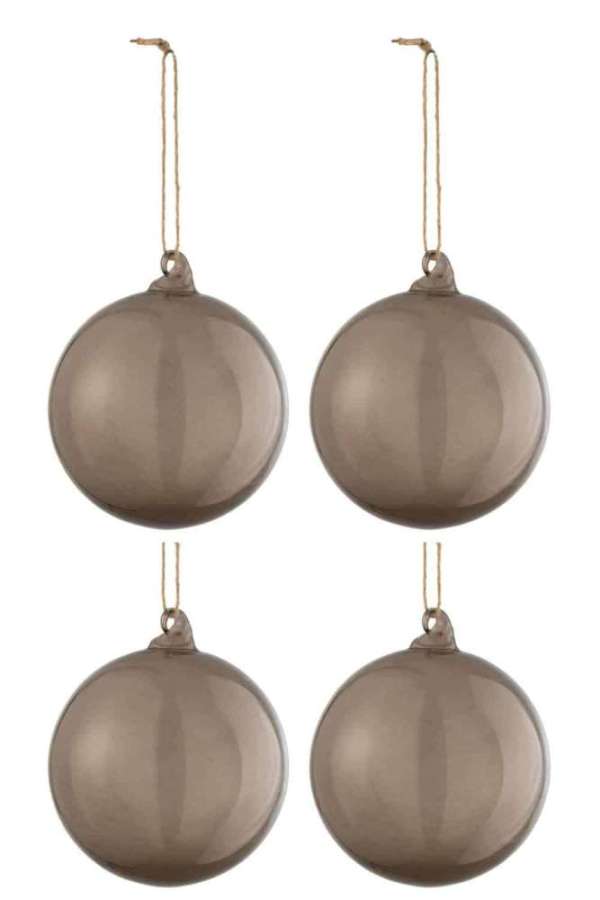 BOX OF 4 CHRISTMAS BAUBLES REGULAR TRANSPARENT GREY LARGE