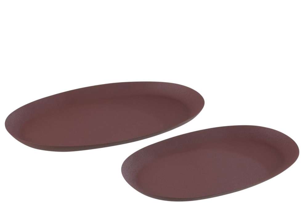SET OF 2 PLATES MAROON RUST