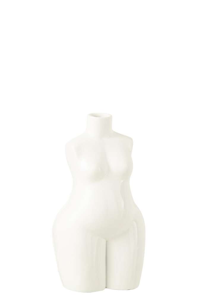 VASE LADY BODY POLYRESIN SHINY WHITE SMALL