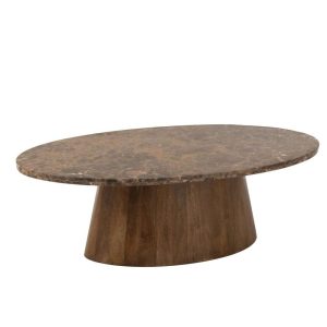 COFFEE TABLE OVAL MARBLE/MANGO WOOD BROWN