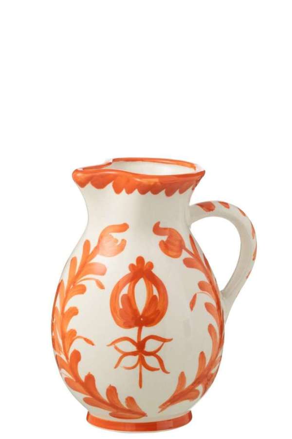 PITCHER GRANADA CERAMIC WHITE/ORANGE MEDIUM