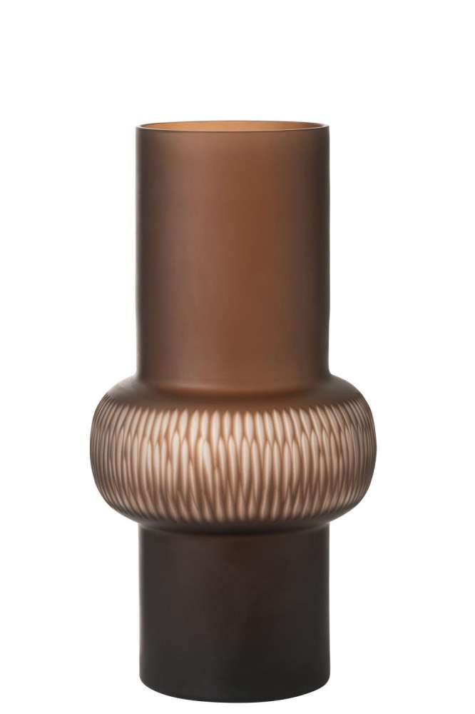 VASE STRIPE BALL GLASS BROWN LARGE