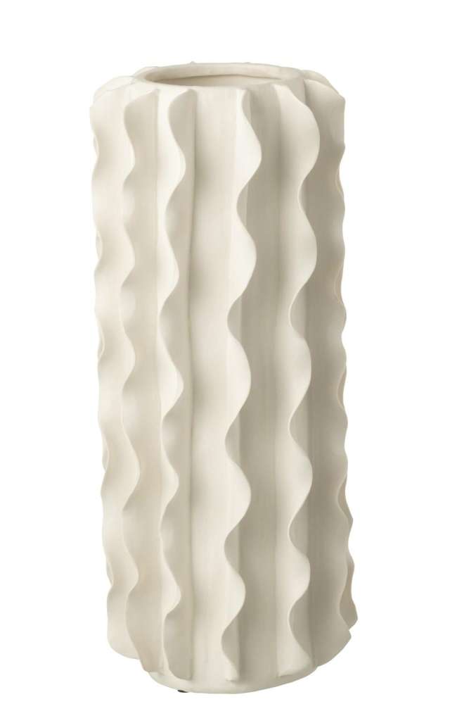 VASE 	HELIX CYLINDER CERAMIC WHITE