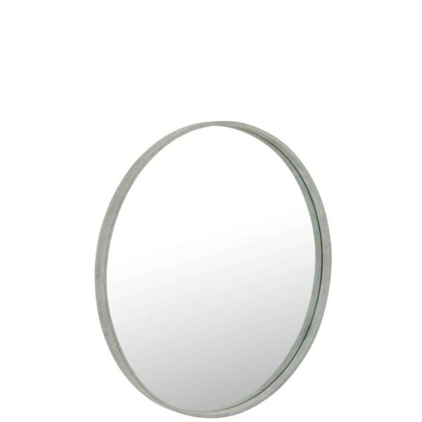 MIRROR ROUND LEATHER GREEN LARGE