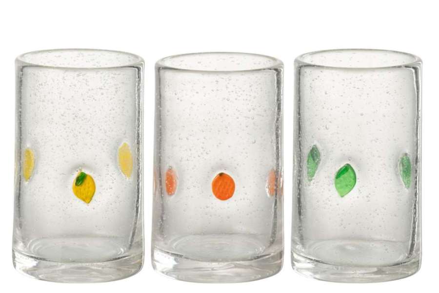 DRINKING GLASS CITRUS FRUIT GLASS MIX LARGE ASSORTMENT OF 3