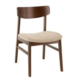 CHAIR KEN VINTAGE RUBBERWOOD BROWN/BEIGE