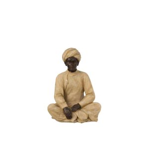 INDIAN FIGURE SITTING POLY BEIGE/BROWN MEDIUM