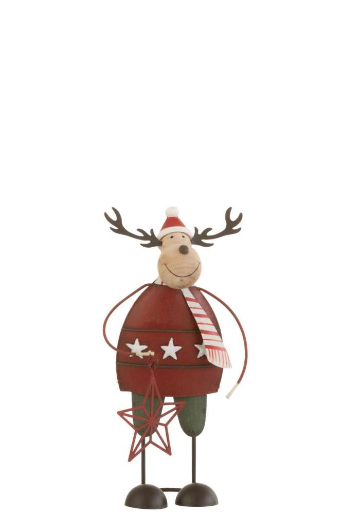 REINDEER DECO METAL RED SMALL