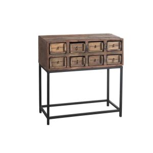 CONSOLE 8DRAWERS ROUGH RECYCLED WOOD BROWN