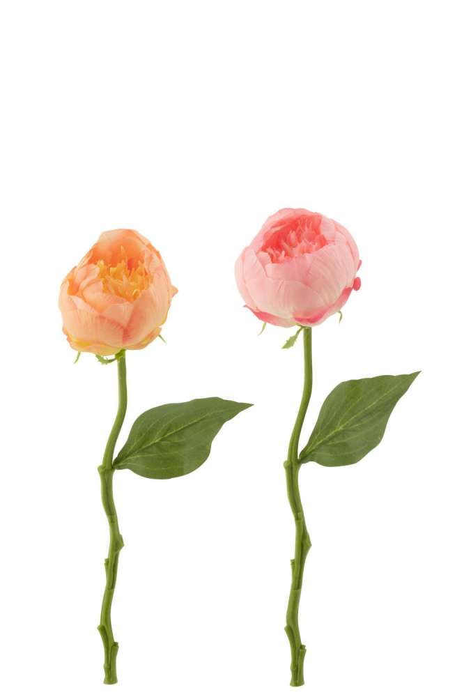 PEONY ARTIFICIAL PINK/LIGHT ORANGE ASSORTMENT OF 2