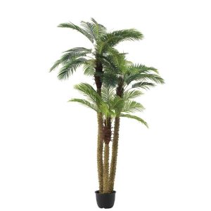 PALM TREE 3 PARTS REAL TOUCH IN POT PLASTIC GREEN