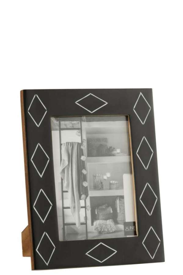 PHOTOFRAME RECTANGLE PATTERN RESIN BLACK/WHITE LARGE
