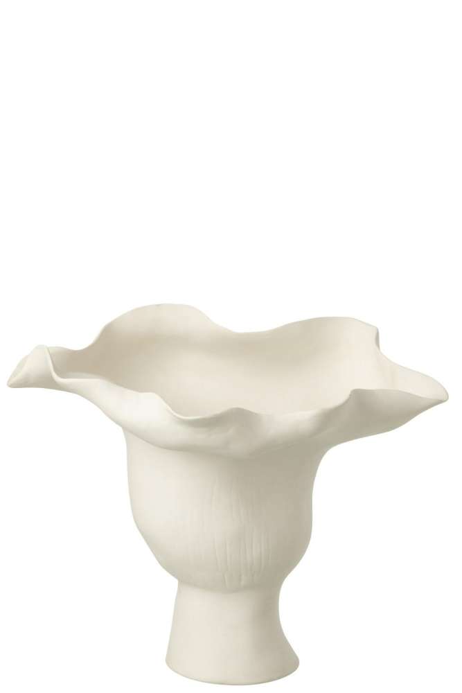 VASE WIDE HELIX IRREGULAR CERAMIC WHITE