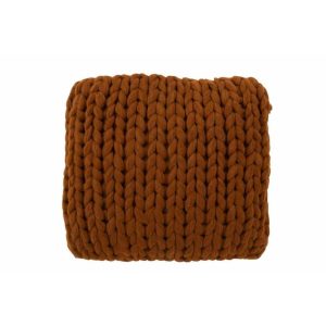 CUSHION KNITTED ACRYLIC ORANGE BROWN