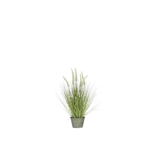 GRASSES+TAILS IN POT METAL GREEN PLASTIC GREEN SMALL