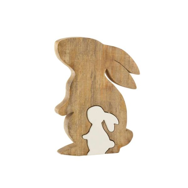 RABBIT PROFILE SILH MANGO WOOD WHITE/NATURAL LARGE