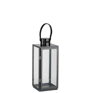 LANTERN SQUARE STEEL/GLASS BLACK