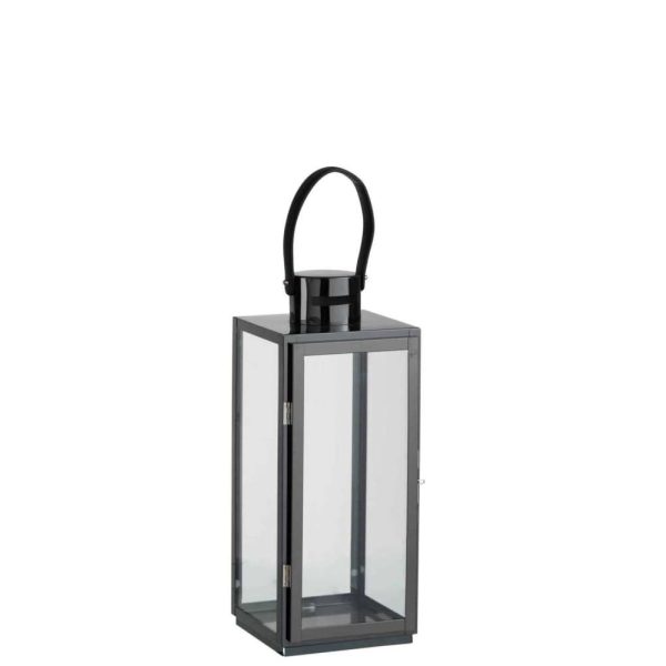 LANTERN SQUARE STEEL/GLASS BLACK