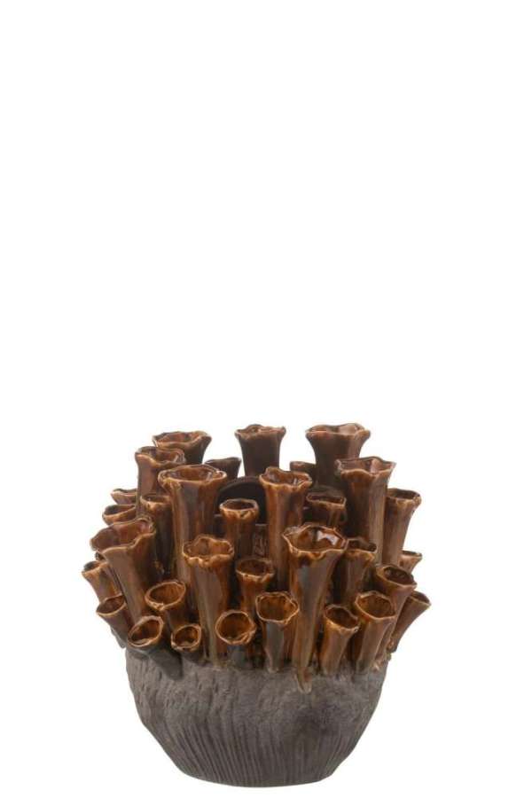 VASE ANEMONE PORCELAIN BROWN/GREY SMALL