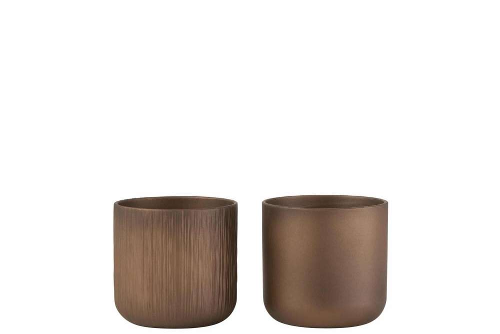 FLOWERPOT GEN CERAMIC GOLD/COPPER MEDIUM ASSORTMENT OF 2