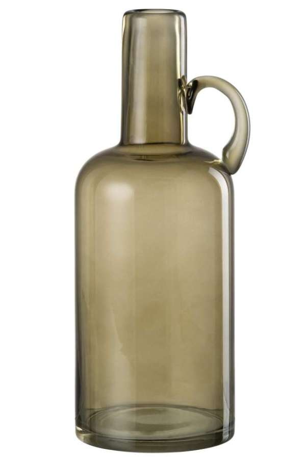 VASE CYLINDER 1 HANDLE GLASS GREEN