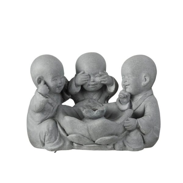 FOUNTAIN MONK SEE/HEAR/SPEAK NO EVIL POLY GREY
