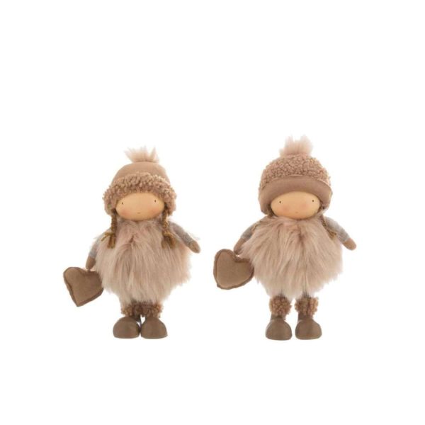 GIRL WINTER HEART POLY BEIGE SMALL ASSORTMENT OF 2