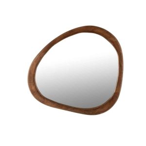 MIRROR IRREGULAR MANGO WOOD DARK BROWN SMALL