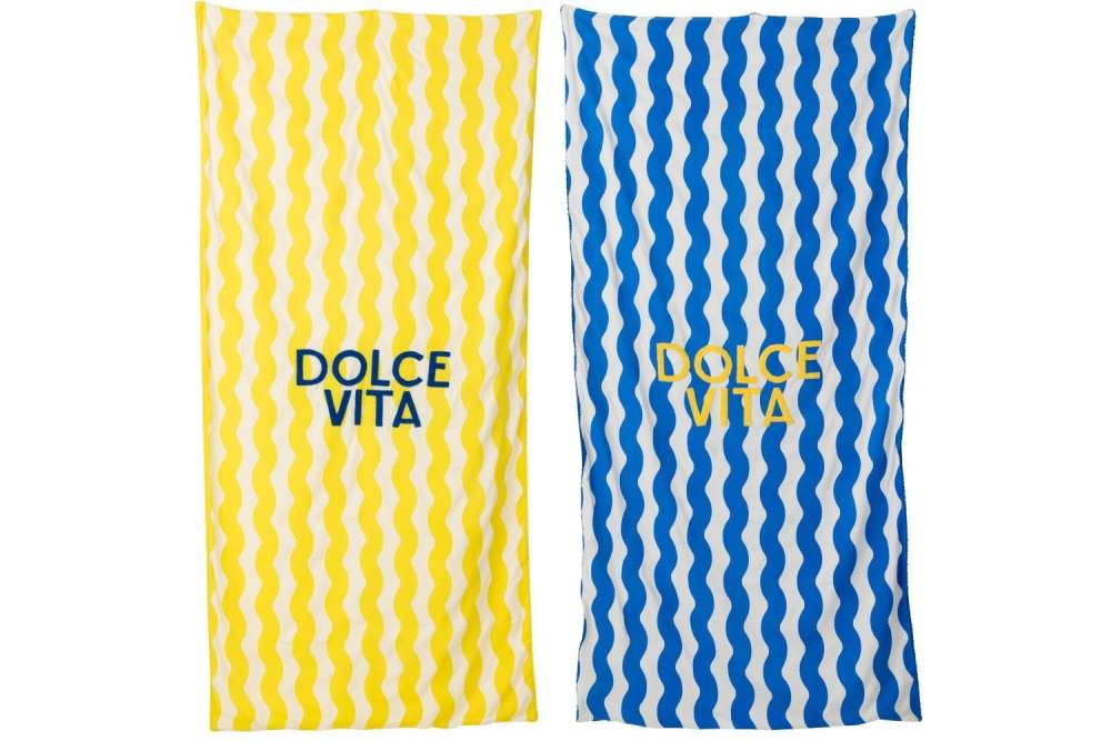 BEACH TOWEL DOLCE VITA TERRY/COTTON BLUE/YELLOW ASSORTMENT OF 2