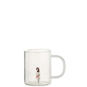 DRINKING GLASS SNOWMAN GLASS TRANSPARENT/MULTICOLORED