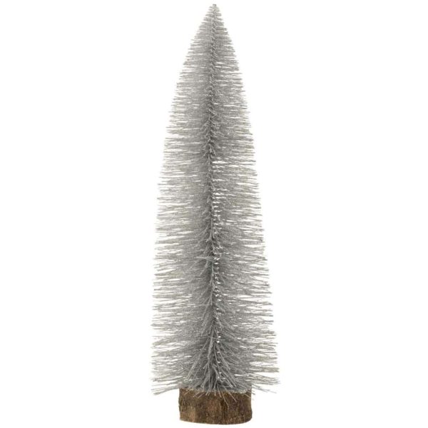 CHRISTMAS TREE DECO PLASTIC GLITTER SILVER LARGE