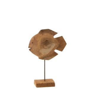 FISH ON FOOT TEAK WOOD NATURAL LARGE
