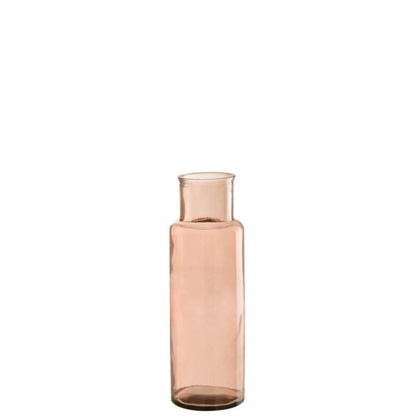VASE CYLINDER GLASS LIGHT PINK SMALL