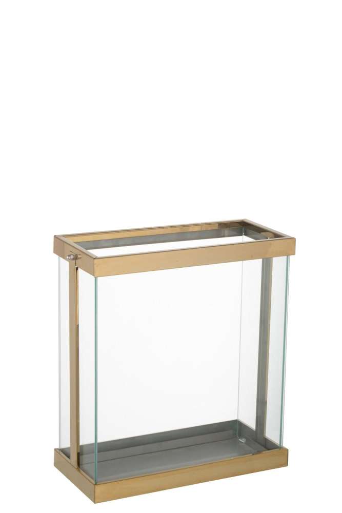 LANTERN RECTANGULAR ENMA  IRON/GLASS GOLD SMALL