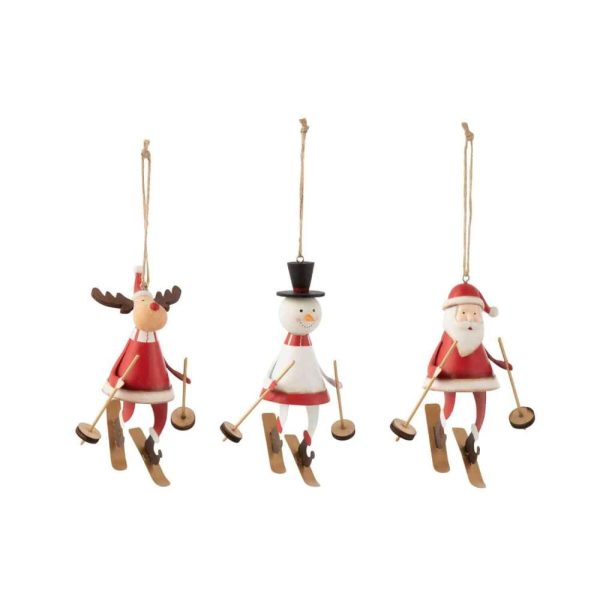HANGER SANTA CLAUS/REINDEER/SNOWMAN METAL WHITE/RED ASSORTMENT OF 3