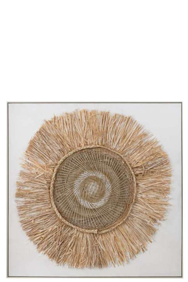 WALL DECORATION IBIZA CIRCLE CANVAS/PAINT CREAM/WHITE LARGE