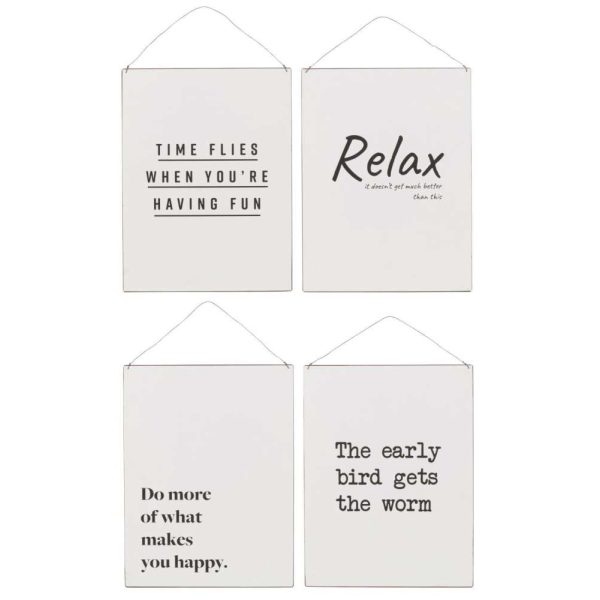 PLACARD FR/E TEX METAL WHITE/BLACK ASSORTMENT OF 4