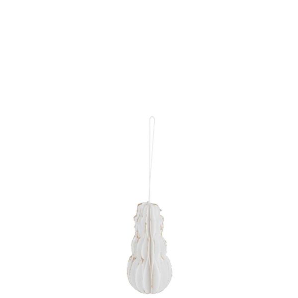HANGER SNOWMAN COTTON MACHE WHITE WITH GOLD