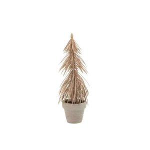 PINE TREE IN POT GLITTER PLASTIC CHAMPAGNE