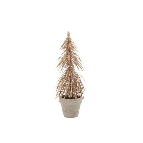 PINE TREE IN POT GLITTER PLASTIC CHAMPAGNE