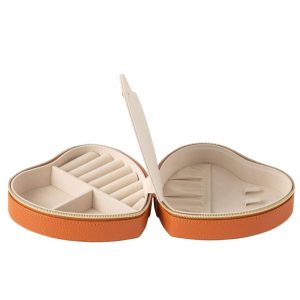 JEWELLERY BOX HEART ARTIFICIAL LEATHER COGNAC