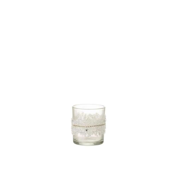 TEALIGHT HOLDER SUGAR MIDDLE DIAMONDS LINE GLASS CLEAR SMALL