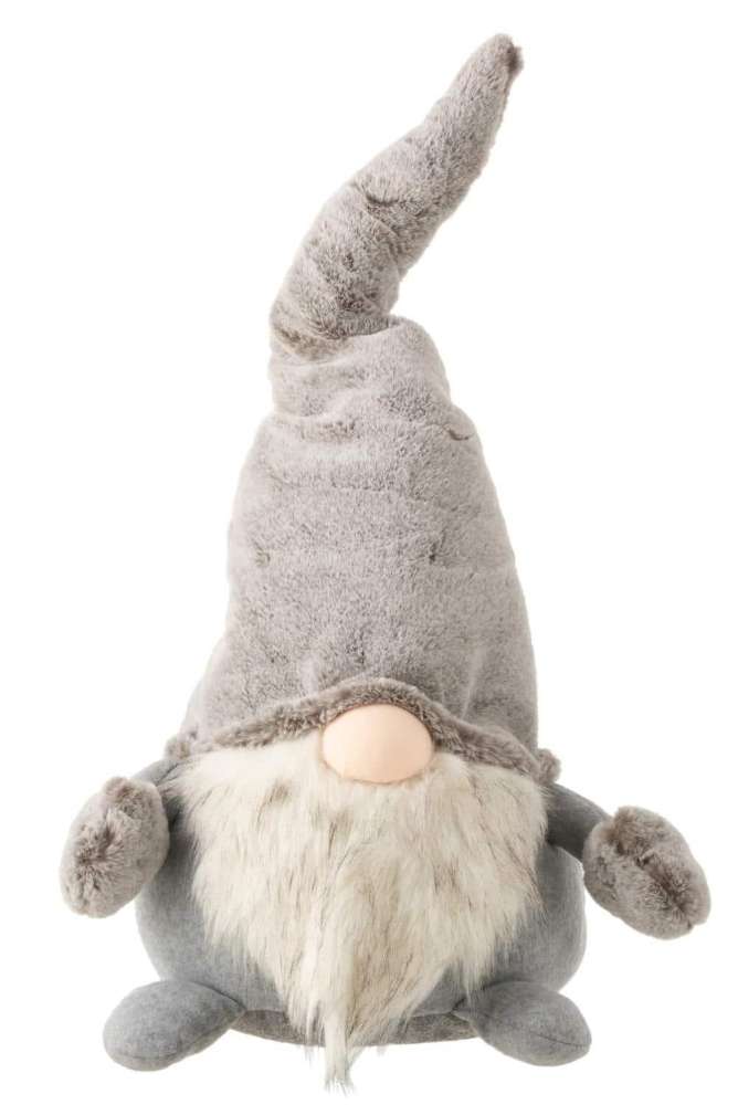 SANTA STANDING PLUSH GREY/WHITE LARGE