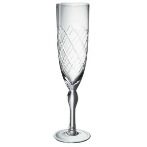 FLUTE-GLASS ENGRAVED GLASS TRANSPARENT 6x25CM