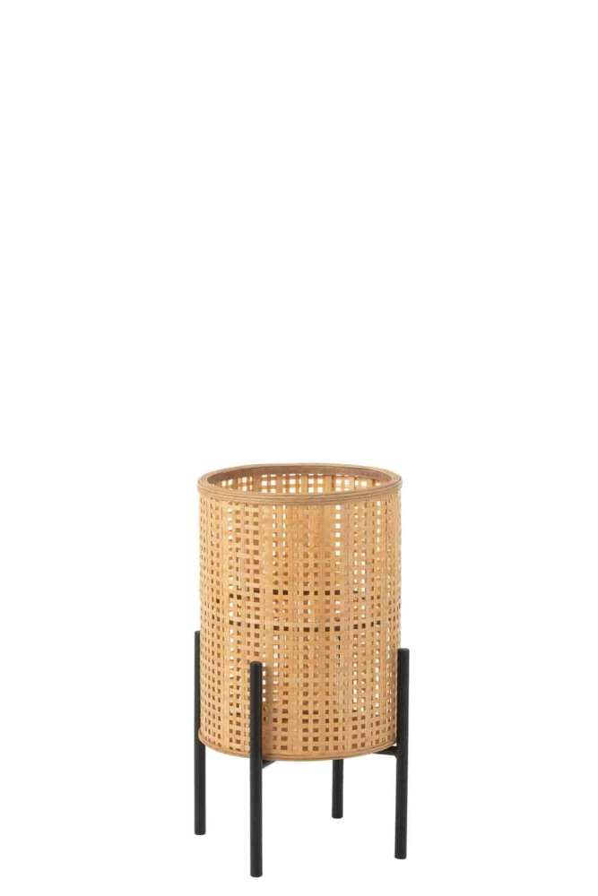 LANTERN ON FOOT BAMBOO NATURAL SMALL