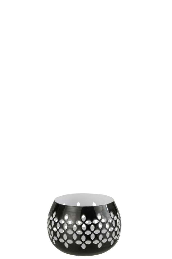 TEALIGHT HOLDER PERFORATED IRON BLACK