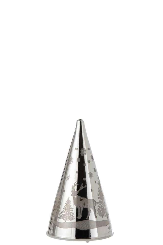 DECORATION CONE LED WINTER GLASS SILVER SMALL