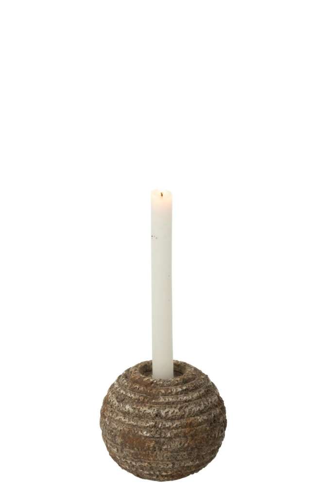 CANDLEHOLDER ANTIQUE ROUND CEMENT SMALL